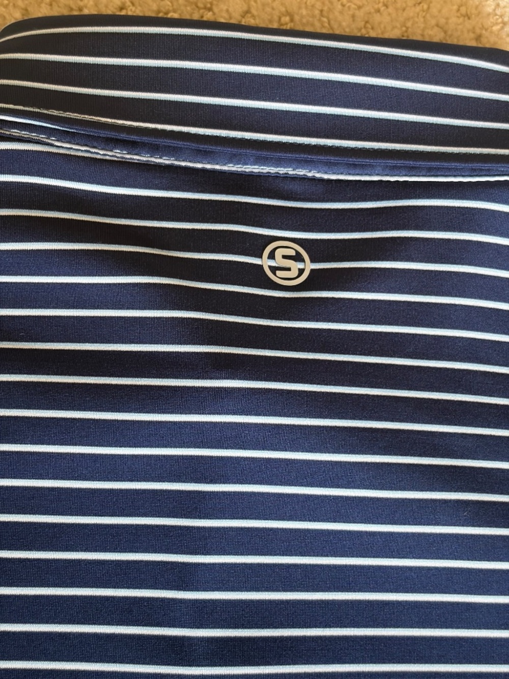 Stitch polo short sleeve shirt Bleeker Stripe M/L Navy Blue - Picture 9 of 13